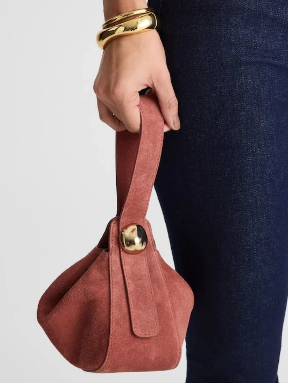 NWT Madewell The Sculpted Metal Wristlet Bag